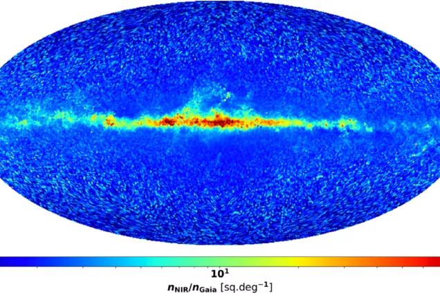 The star count ratio per square degree between GaiaNIR and Gaia